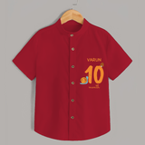 Celebrate The 10th Month Birthday with Custom Shirt, Personalized with your Baby's name - RED - 0 - 6 Months Old (Chest 21")