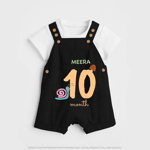 Celebrate Your Baby's Tenth Month With Our Uniquely Customized Baby Dungaree Set, Designed For Precious Moments - BLACK - 0 - 5 Months Old (Chest 18")