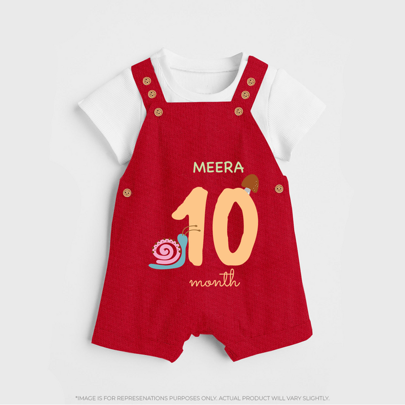 Celebrate Your Baby's Tenth Month With Our Uniquely Customized Baby Dungaree Set, Designed For Precious Moments - RED - 0 - 5 Months Old (Chest 18")