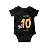 Celebrate Your Baby's Tenth Month With Our Uniquely Customized Baby Romper, Designed For Precious Moments - BLACK - 0 - 3 Months Old (Chest 16")