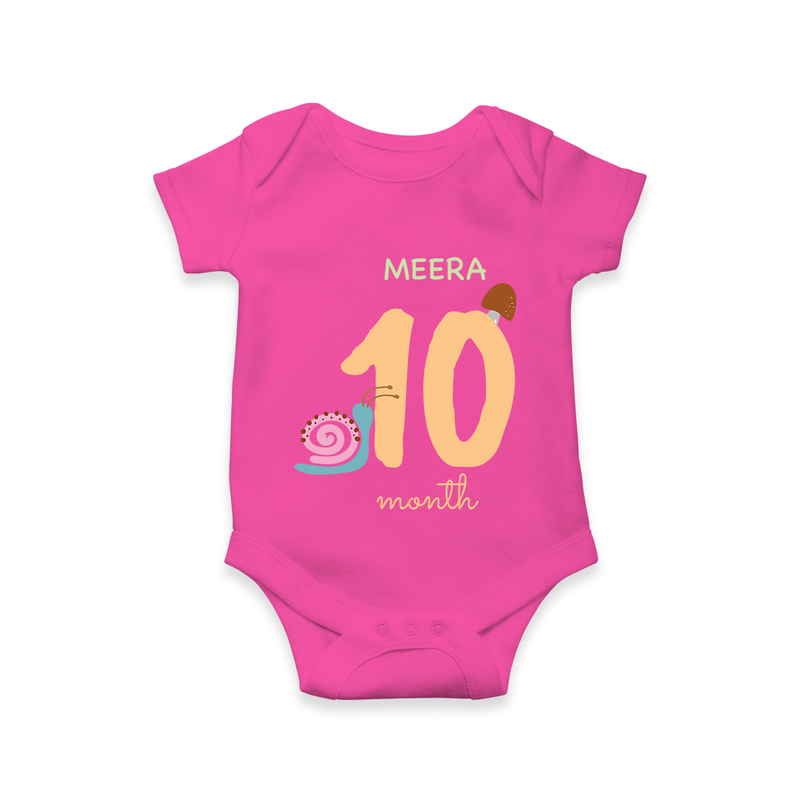 Celebrate Your Baby's Tenth Month With Our Uniquely Customized Baby Romper, Designed For Precious Moments - HOT PINK - 0 - 3 Months Old (Chest 16")