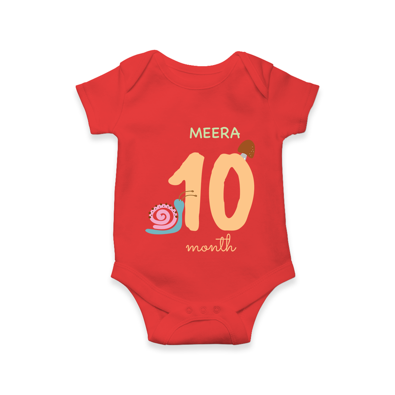 Celebrate Your Baby's Tenth Month With Our Uniquely Customized Baby Romper, Designed For Precious Moments - RED - 0 - 3 Months Old (Chest 16")