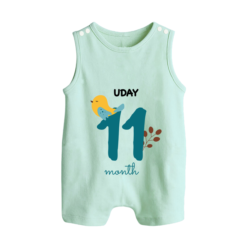 Celebrate Your Baby's Eleventh Month With Our Uniquely Customized Baby Romper Suit, Designed For Precious Moments - MINT GREEN - 0 - 5 Months Old (Chest 18")