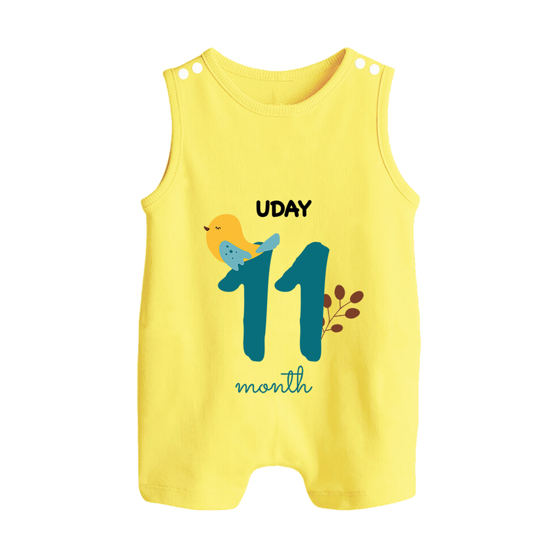 Celebrate Your Baby's Eleventh Month With Our Uniquely Customized Baby Romper Suit, Designed For Precious Moments - PASTEL YELLOW - 0 - 5 Months Old (Chest 18")