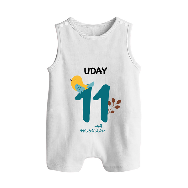 11 Month Old Baby Clothing | Custom Romper Suit/ Sleeveless Romper Design | Ideal for Gifting - WHITE - 0 - 5 Months Old (Chest 18")