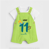 Celebrate Your Baby's Eleventh Month With Our Uniquely Customized Baby Dungaree Set, Designed For Precious Moments - GREEN - 0 - 5 Months Old (Chest 18")