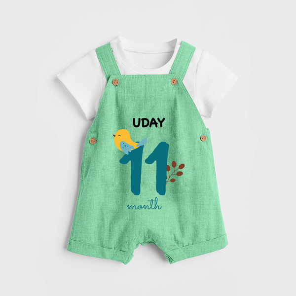 11 Month Old Baby Clothing | Custom Dungaree Set Design | Ideal for Gifting - GREEN - 0 - 5 Months Old (Chest 18")