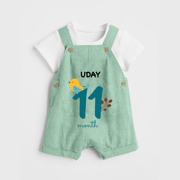 11 Month Old Baby Clothing | Custom Dungaree Set Design | Ideal for Gifting - MINT GREEN - 0 - 5 Months Old (Chest 18")
