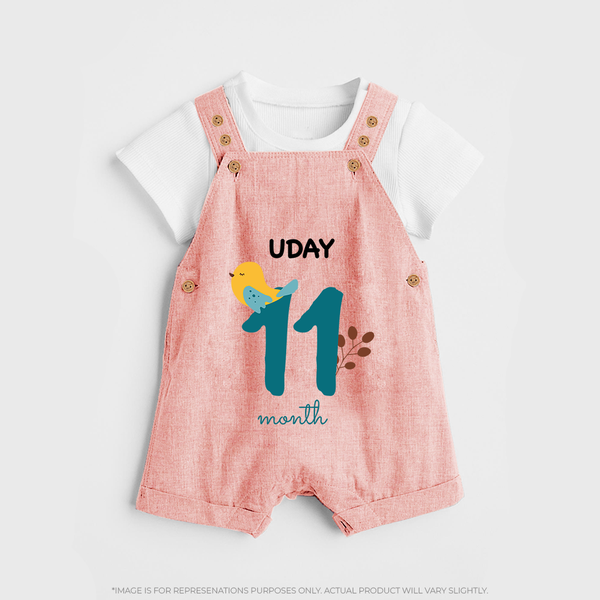 11 Month Old Baby Clothing | Custom Dungaree Set Design | Ideal for Gifting - PEACH - 0 - 5 Months Old (Chest 18")