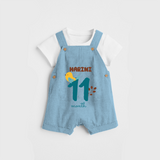 Celebrate The 11th Month Birthday Custom Dungaree, Personalized with your Baby's name - SKY BLUE - 0 - 5 Months Old (Chest 17")