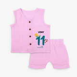 Celebrate Your Baby's Eleventh Month With Our Uniquely Customized Jabla Set For Babies With Name, Designed For Precious Moments - BABY PINK - 0 - 3 Months Old (Chest 9.8")