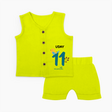 Celebrate Your Baby's Eleventh Month With Our Uniquely Customized Jabla Set For Babies With Name, Designed For Precious Moments - LIME GREEN - 0 - 3 Months Old (Chest 9.8")