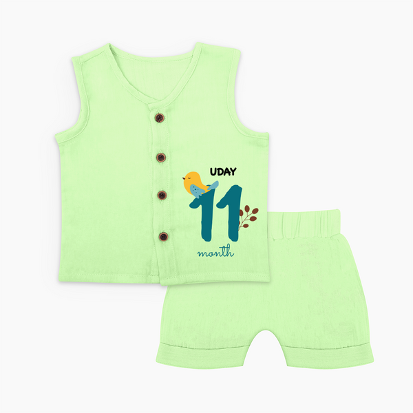 Celebrate Your Baby's Eleventh Month With Our Uniquely Customized Baby Jabla Set, Designed For Precious Moments - PASTEL GREEN - 0 - 3 Months Old (Chest 9.8")