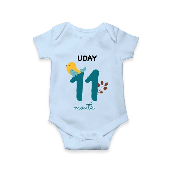 11 Month Old Baby Clothing | Custom Romper/Onesie Design | Ideal for Gifting - BABY BLUE - New Born (Chest 14")
