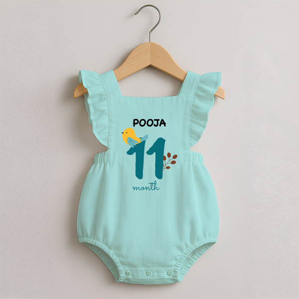 11 Month Old Baby Clothing | Custom Romper Frock Design | Ideal for Gifting - MINT GREEN - 0 - 3 Months Old (Chest 19")