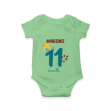 Celebrate The 11th Month Birthday Custom Romper, Personalized with your Baby's name - GREEN - 0 - 3 Months Old (Chest 16")