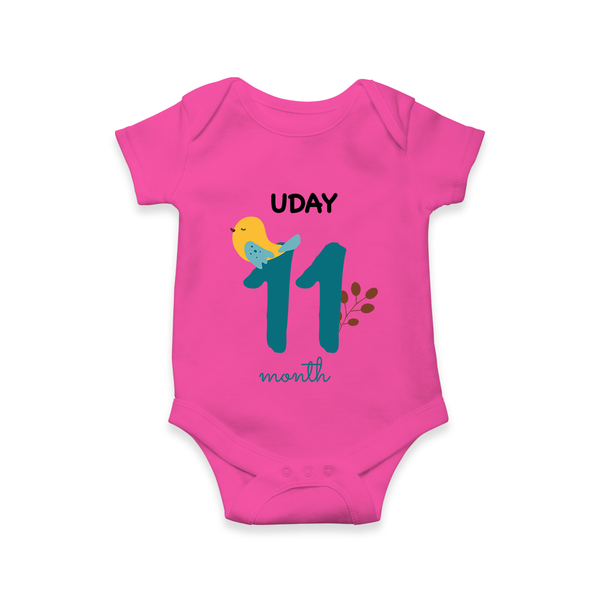 11 Month Old Baby Clothing | Custom Romper/Onesie Design | Ideal for Gifting - HOT PINK - New Born (Chest 14")