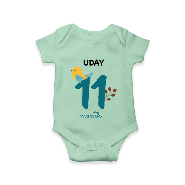 11 Month Old Baby Clothing | Custom Romper/Onesie Design | Ideal for Gifting - MINT GREEN - New Born (Chest 14")