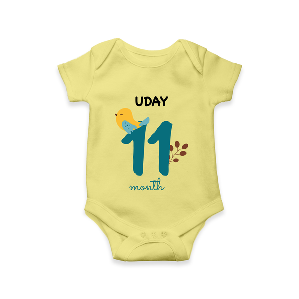 11 Month Old Baby Clothing | Custom Romper/Onesie Design | Ideal for Gifting - PASTEL YELLOW - New Born (Chest 14")