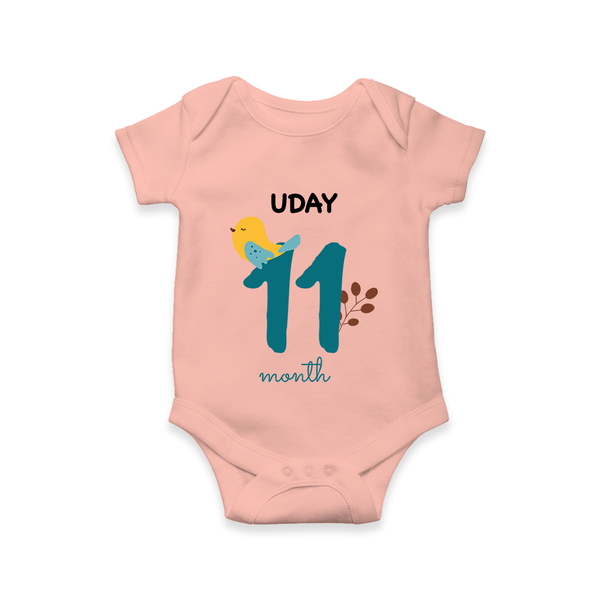 11 Month Old Baby Clothing | Custom Romper/Onesie Design | Ideal for Gifting - PEACH - New Born (Chest 14")