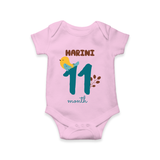 Celebrate The 11th Month Birthday Custom Romper, Personalized with your Baby's name - PINK - 0 - 3 Months Old (Chest 16")