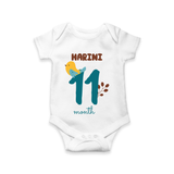 Celebrate The 11th Month Birthday Custom Romper, Personalized with your Baby's name - WHITE - 0 - 3 Months Old (Chest 16")
