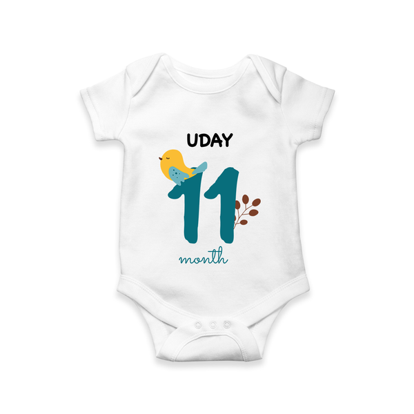 11 Month Old Baby Clothing | Custom Romper/Onesie Design | Ideal for Gifting - WHITE - New Born (Chest 14")