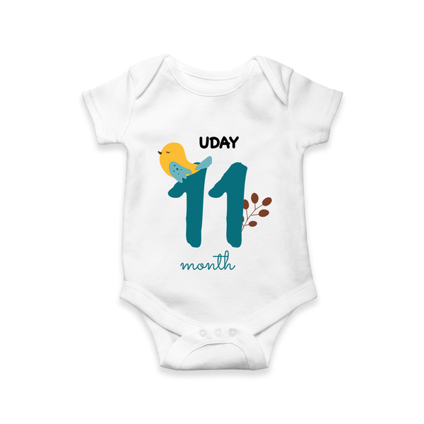 Celebrate Your Baby's Eleventh Month With Our Uniquely Customized Baby Romper, Designed For Precious Moments - WHITE - 0 - 3 Months Old (Chest 16")