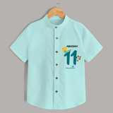 Celebrate The 11th Month Birthday with Custom Shirt, Personalized with your Baby's name - ARCTIC BLUE - 0 - 6 Months Old (Chest 21")