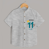 Celebrate The 11th Month Birthday with Custom Shirt, Personalized with your Baby's name - GREY MELANGE - 0 - 6 Months Old (Chest 21")