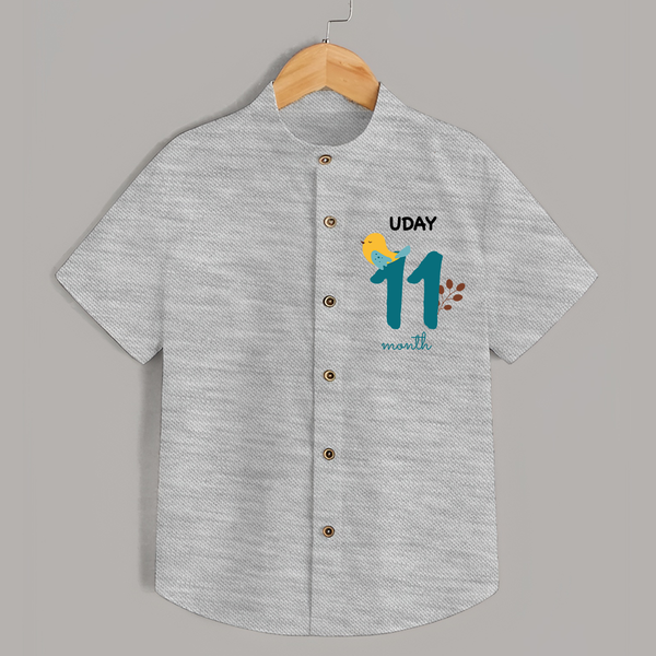 11 Month Old Baby Clothing | Custom Shirt Design | Ideal for Gifting - GREY - 0 - 6 Months Old (Chest 23")