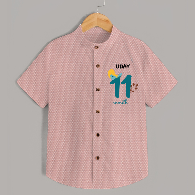 11 Month Old Baby Clothing | Custom Shirt Design | Ideal for Gifting - PEACH - 0 - 6 Months Old (Chest 23")
