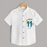 Celebrate The 11th Month Birthday with Custom Shirt, Personalized with your Baby's name - WHITE - 0 - 6 Months Old (Chest 21")