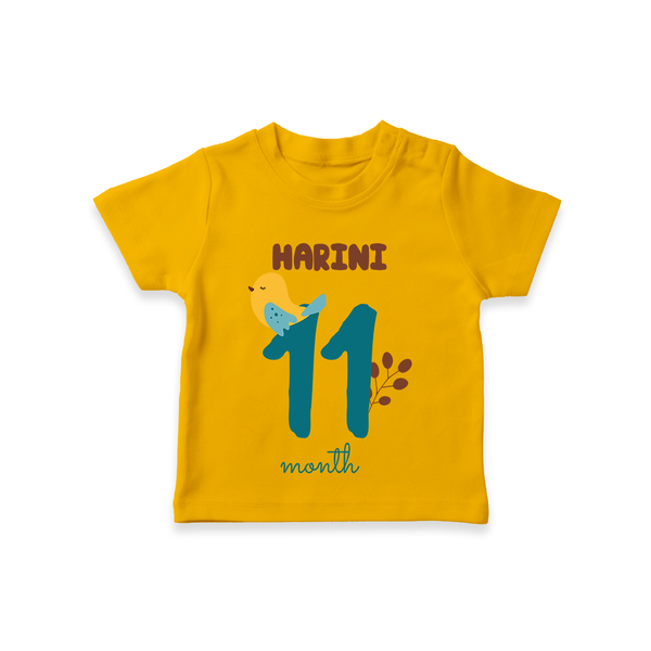 Celebrate The 11th Month Birthday Custom T-Shirt, Personalized with your Baby's name - CHROME YELLOW - 0 - 5 Months Old (Chest 17")