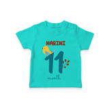 Celebrate The 11th Month Birthday Custom T-Shirt, Personalized with your Baby's name - TEAL - 0 - 5 Months Old (Chest 17")