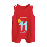 Celebrate Your Baby's Eleventh Month With Our Uniquely Customized Baby Romper Suit, Designed For Precious Moments - RED - 0 - 5 Months Old (Chest 18")