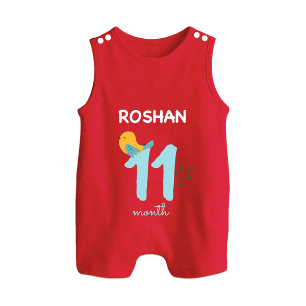 11 Month Old Baby Clothing | Custom Romper Suit/ Sleeveless Romper Design | Ideal for Gifting - RED - 0 - 5 Months Old (Chest 18")