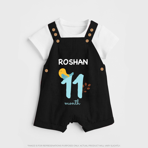 11 Month Old Baby Clothing | Custom Dungaree Set Design | Ideal for Gifting - BLACK - 0 - 5 Months Old (Chest 18")