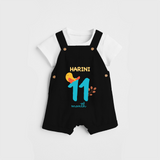 Celebrate The 11th Month Birthday Custom Dungaree, Personalized with your Baby's name - BLACK - 0 - 5 Months Old (Chest 17")