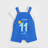 Celebrate Your Baby's Eleventh Month With Our Uniquely Customized Baby Dungaree Set, Designed For Precious Moments - COBALT BLUE - 0 - 5 Months Old (Chest 18")