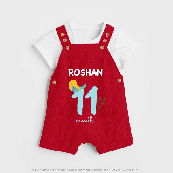 11 Month Old Baby Clothing | Custom Dungaree Set Design | Ideal for Gifting - RED - 0 - 5 Months Old (Chest 18")