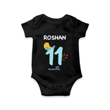 11 Month Old Baby Clothing | Custom Romper/Onesie Design | Ideal for Gifting - BLACK - New Born (Chest 14")