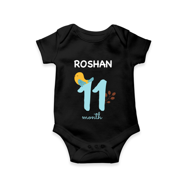 11 Month Old Baby Clothing | Custom Romper/Onesie Design | Ideal for Gifting - BLACK - New Born (Chest 14")