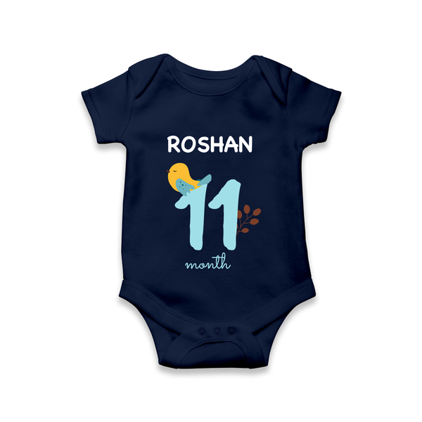 11 Month Old Baby Clothing | Custom Romper/Onesie Design | Ideal for Gifting - NAVY BLUE - New Born (Chest 14")