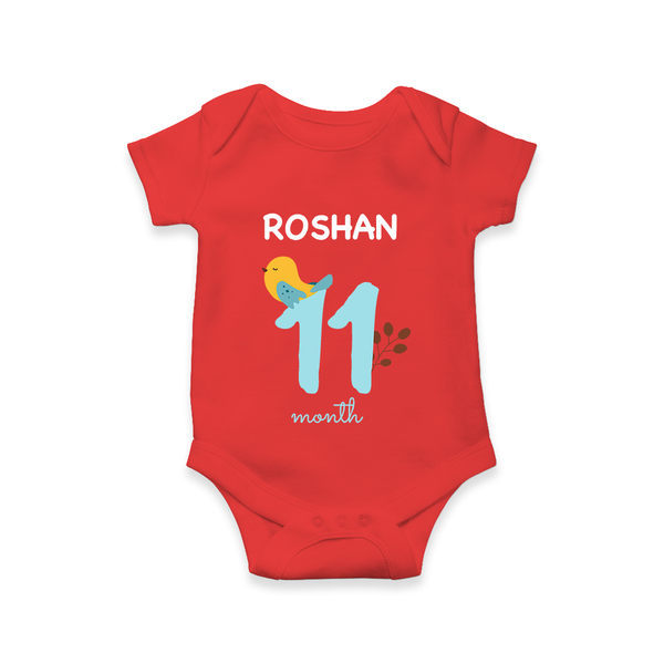 11 Month Old Baby Clothing | Custom Romper/Onesie Design | Ideal for Gifting - RED - New Born (Chest 14")