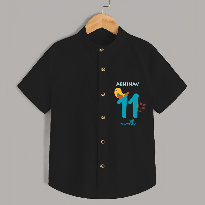 Celebrate The 11th Month Birthday with Custom Shirt, Personalized with your Baby's name - BLACK - 0 - 6 Months Old (Chest 21")