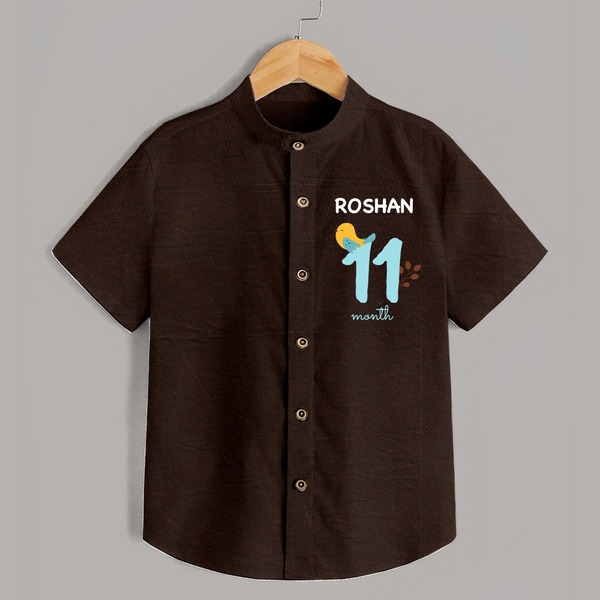 11 Month Old Baby Clothing | Custom Shirt Design | Ideal for Gifting - CHOCOLATE BROWN - 0 - 6 Months Old (Chest 23")