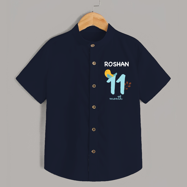 11 Month Old Baby Clothing | Custom Shirt Design | Ideal for Gifting - NAVY BLUE - 0 - 6 Months Old (Chest 23")