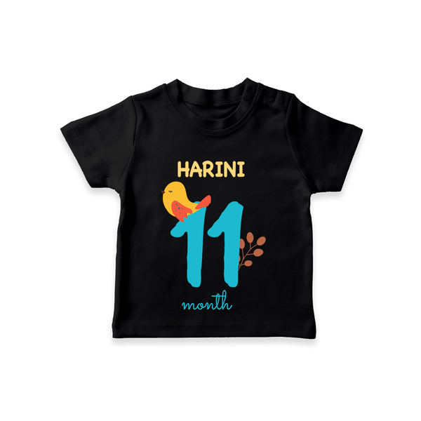 Celebrate The 11th Month Birthday Custom T-Shirt, Personalized with your Baby's name - BLACK - 0 - 5 Months Old (Chest 17")