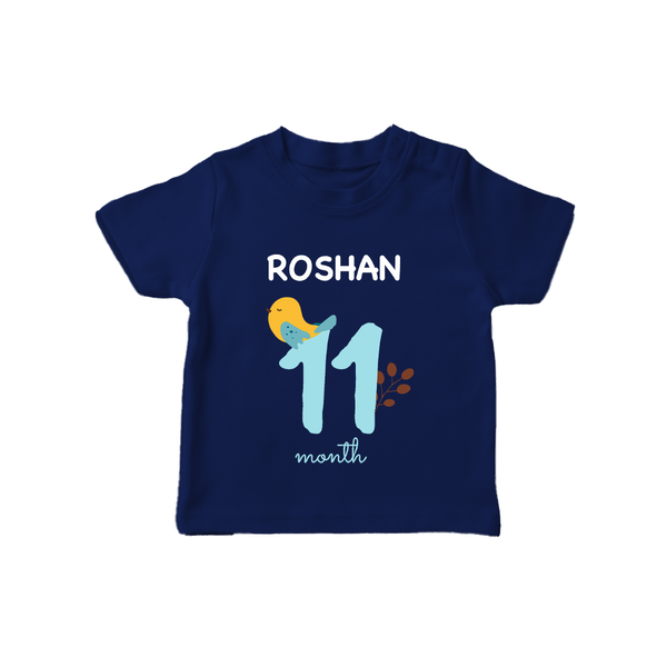 11 Month Old Baby Clothing | Custom T-Shirt Design | Ideal for Gifting - NAVY BLUE - 0-5 Months Old (Chest 17")